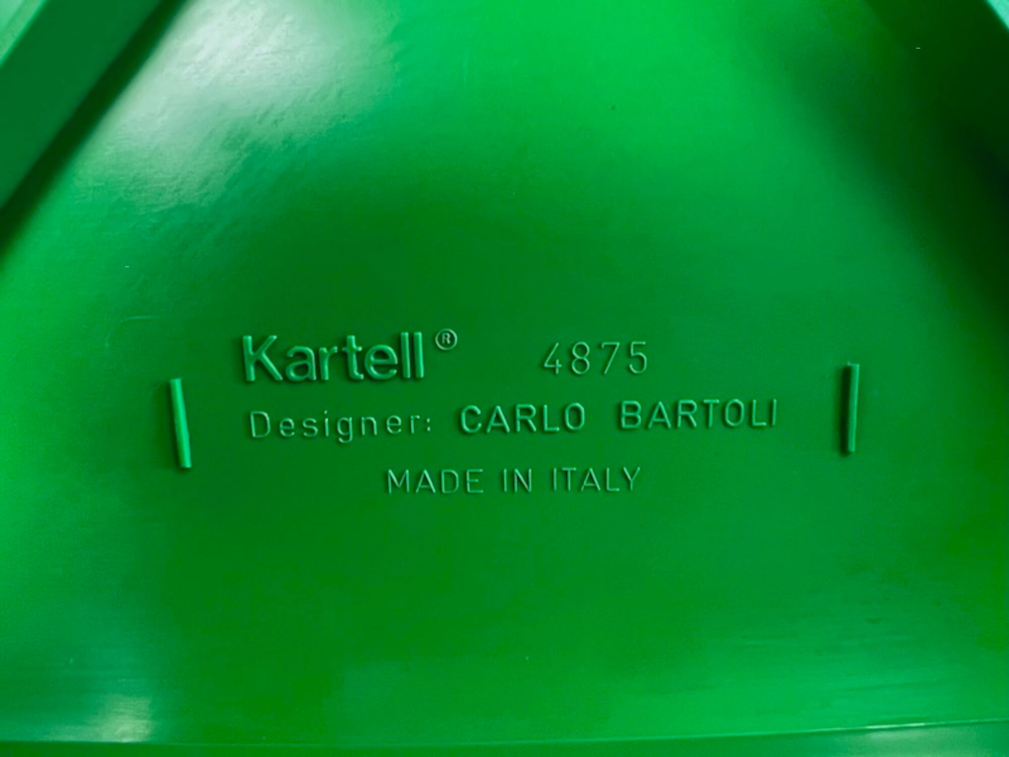 Chaise verte Kartell Modèle 4875 par Carlo Bartoli, années 70