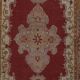 Vintage Red and Pink Turkish Oushak Rug - Kitchen Rug 3'5" X 7'4"