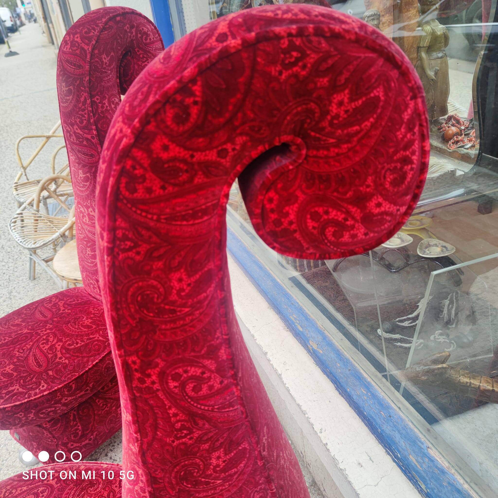 Pair of velvet lounge chairs with a Kashmir pattern from Bretz.
