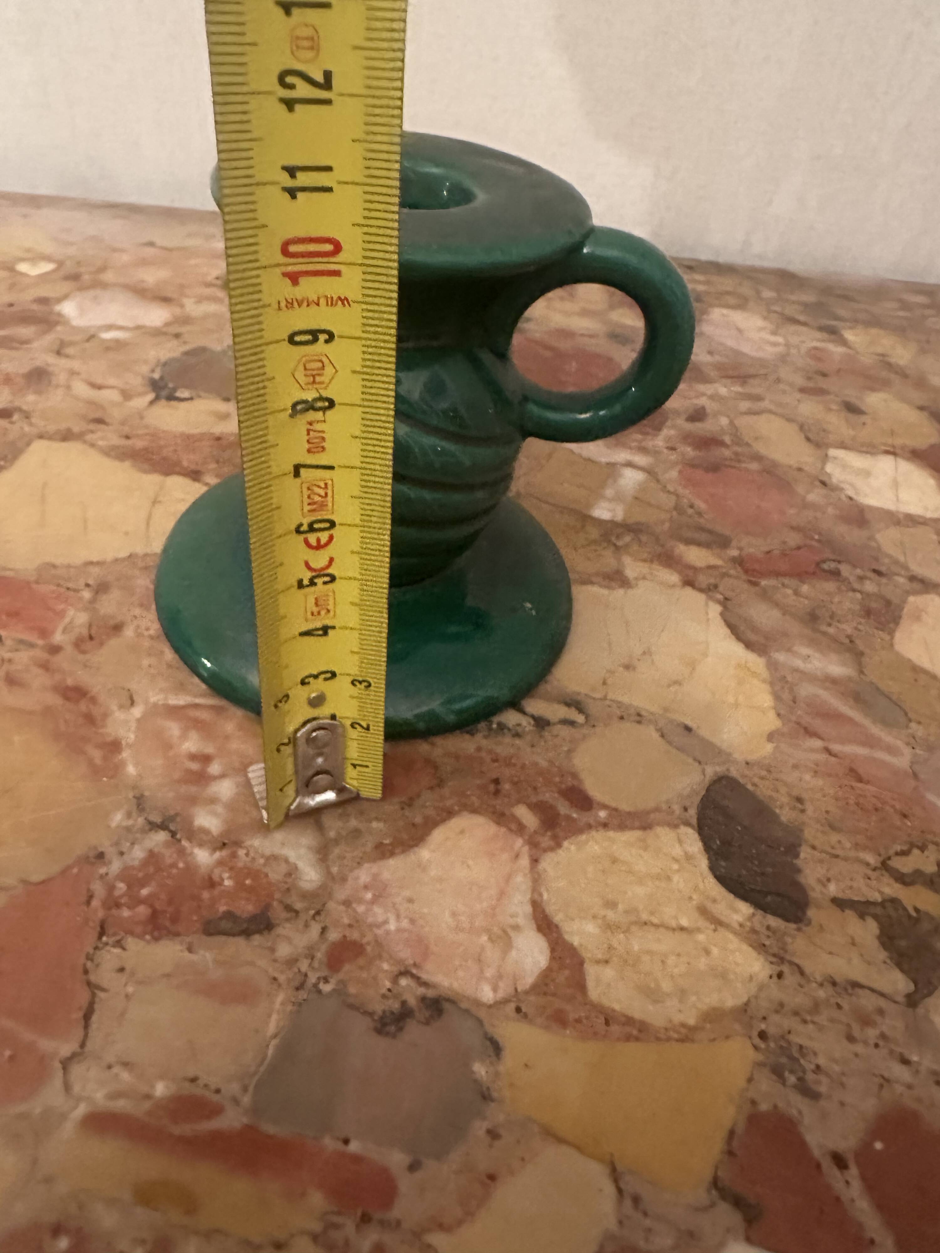 Saint-Clément green ceramic candlestick, 1950s