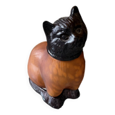 Art Deco cat lamp in glass paste, signed.