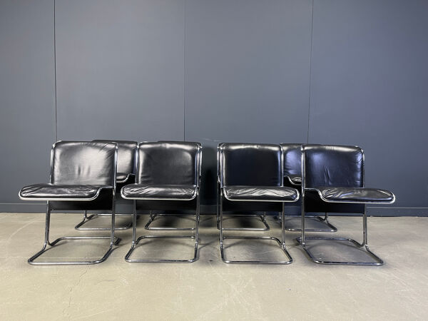 Ensemble de 8 chaises Calla par Antonio Ari Colombo, chaises de salle à manger, années 1970