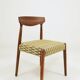 Set 2 Dining Chairs Solid Wood Ash Green Jacquard Fabric