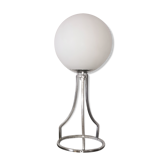 Lampe sphère en verre dépoli acier chromé art déco 1950