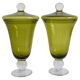Urnes en verre de Murano vert avec couvercle, style Venini, Italie, années 1950
