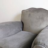 Pair of moustache club armchairs in elephant grey velvet.