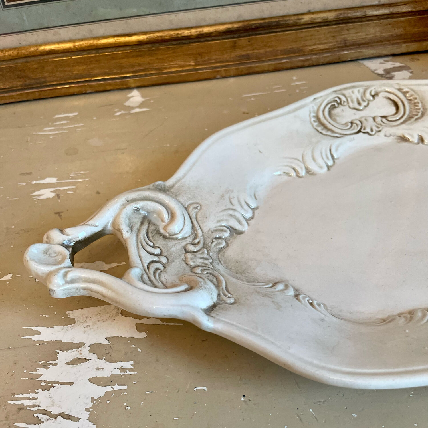 Aged white porcelain dish