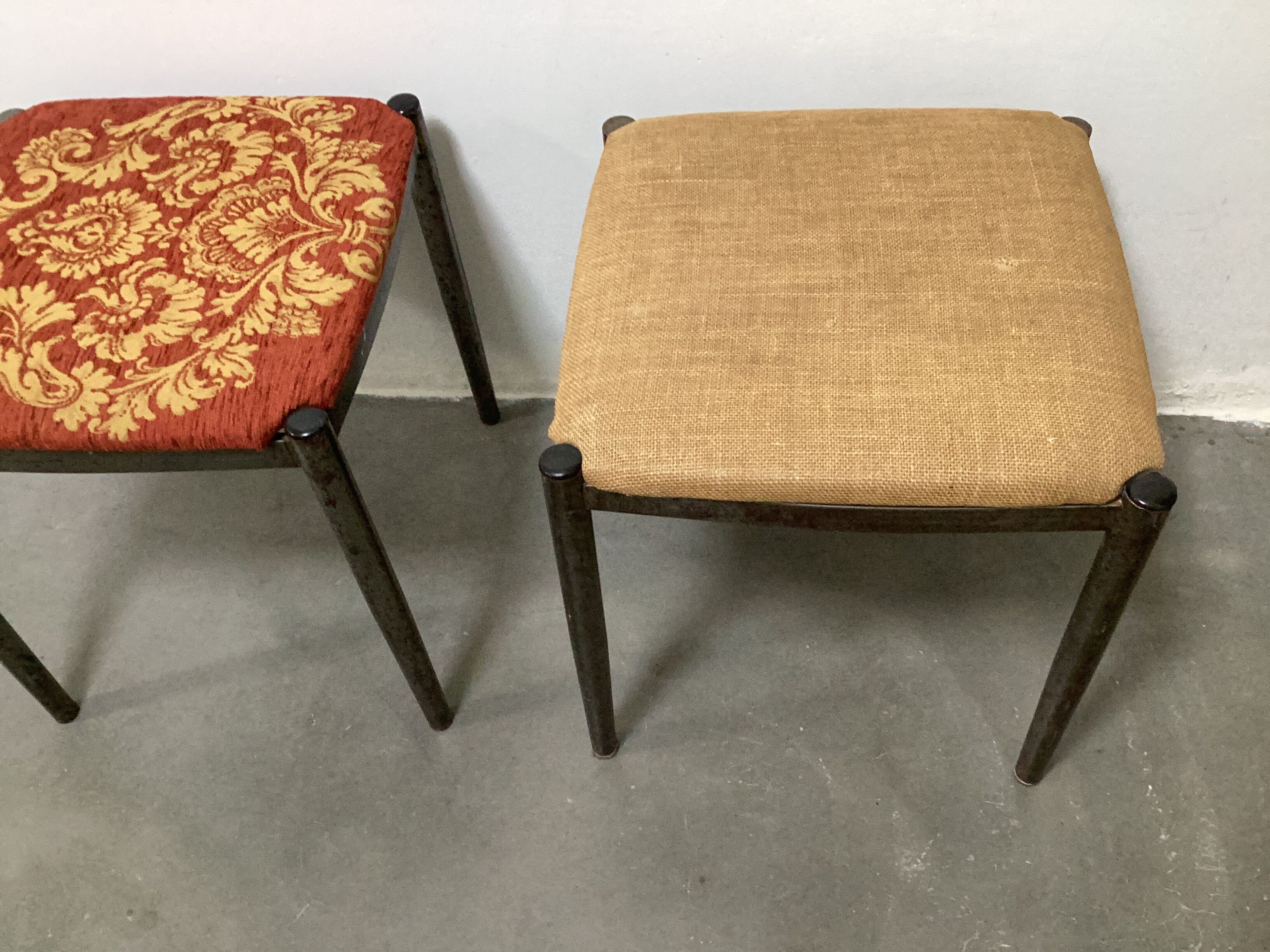 Two tubular steel stools