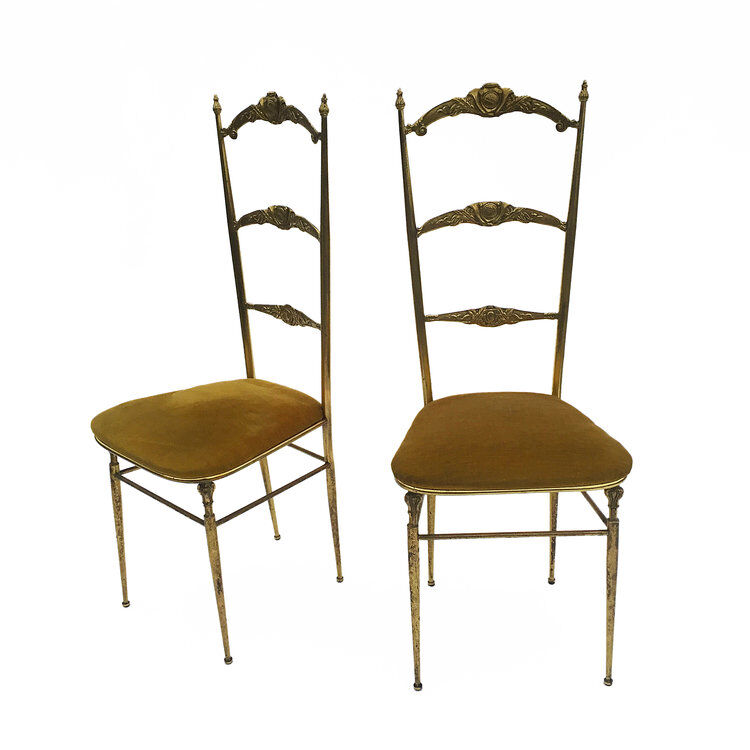 Paire de chaises en laiton, style Chiavari