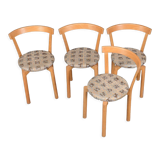4 chaises en hêtre tendu