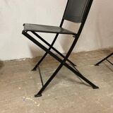 1950s vintage iron folding chairs and leather