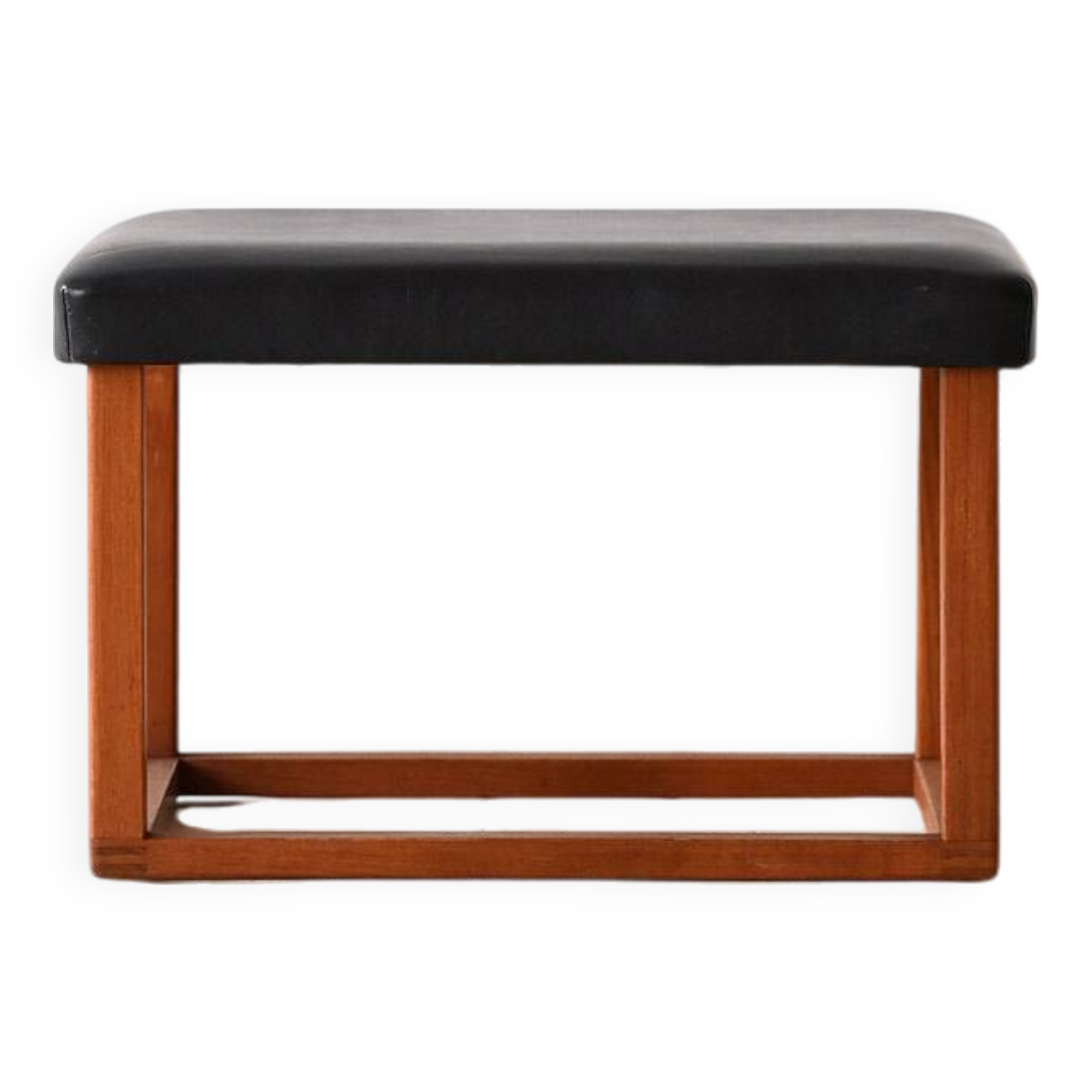 Scandinavian teak stool from the 60s – Faux leather seat