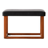 Scandinavian teak stool from the 60s – Faux leather seat