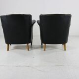 Set of two Danish design leather club chairs