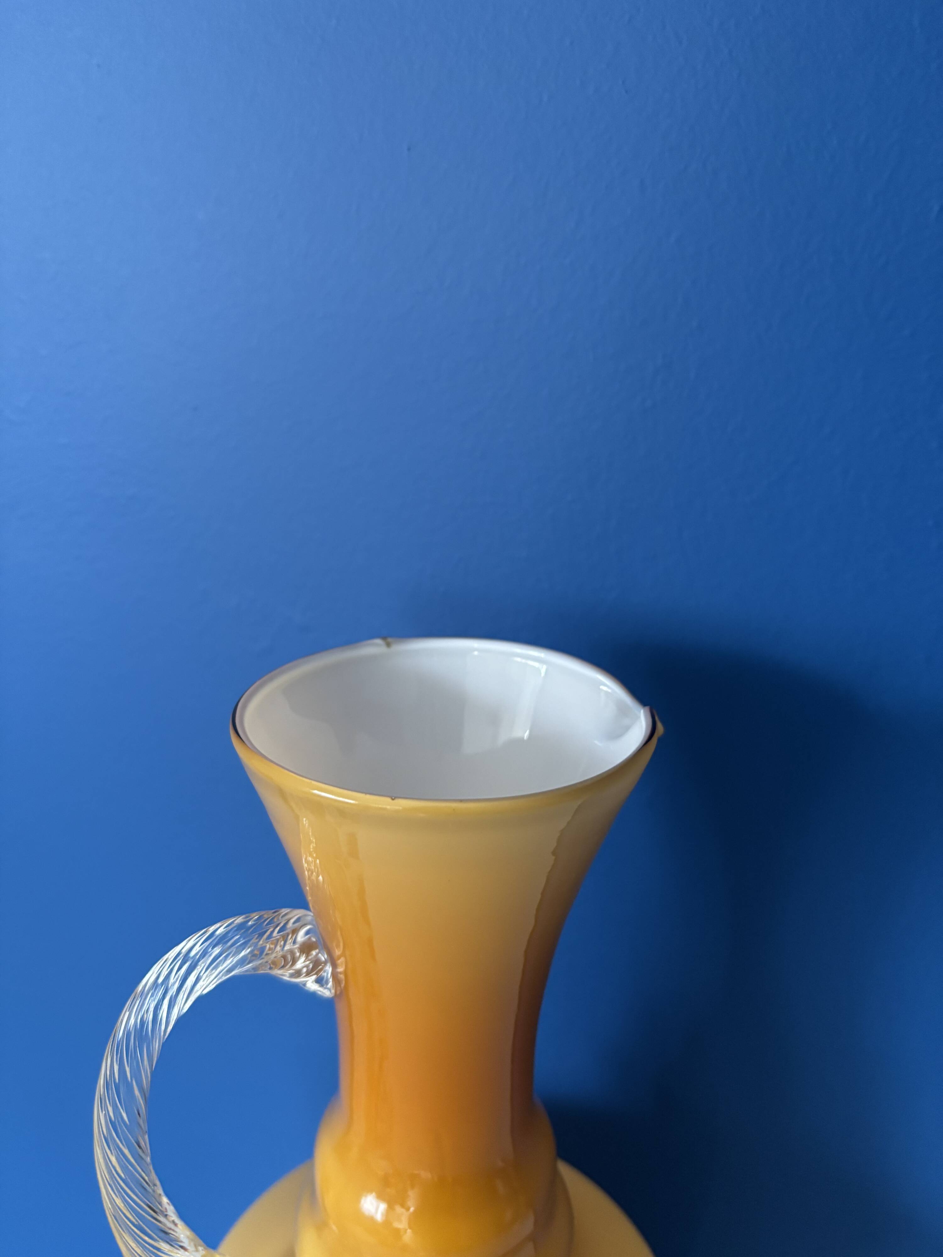Vintage amber opaline vase retro mid-century glassware