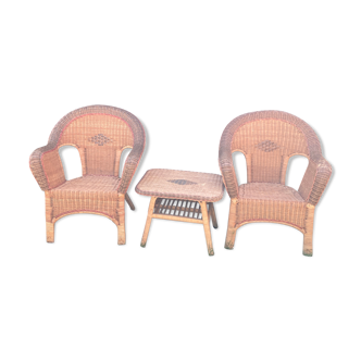 Salon de jardin bambou et rotin 1960