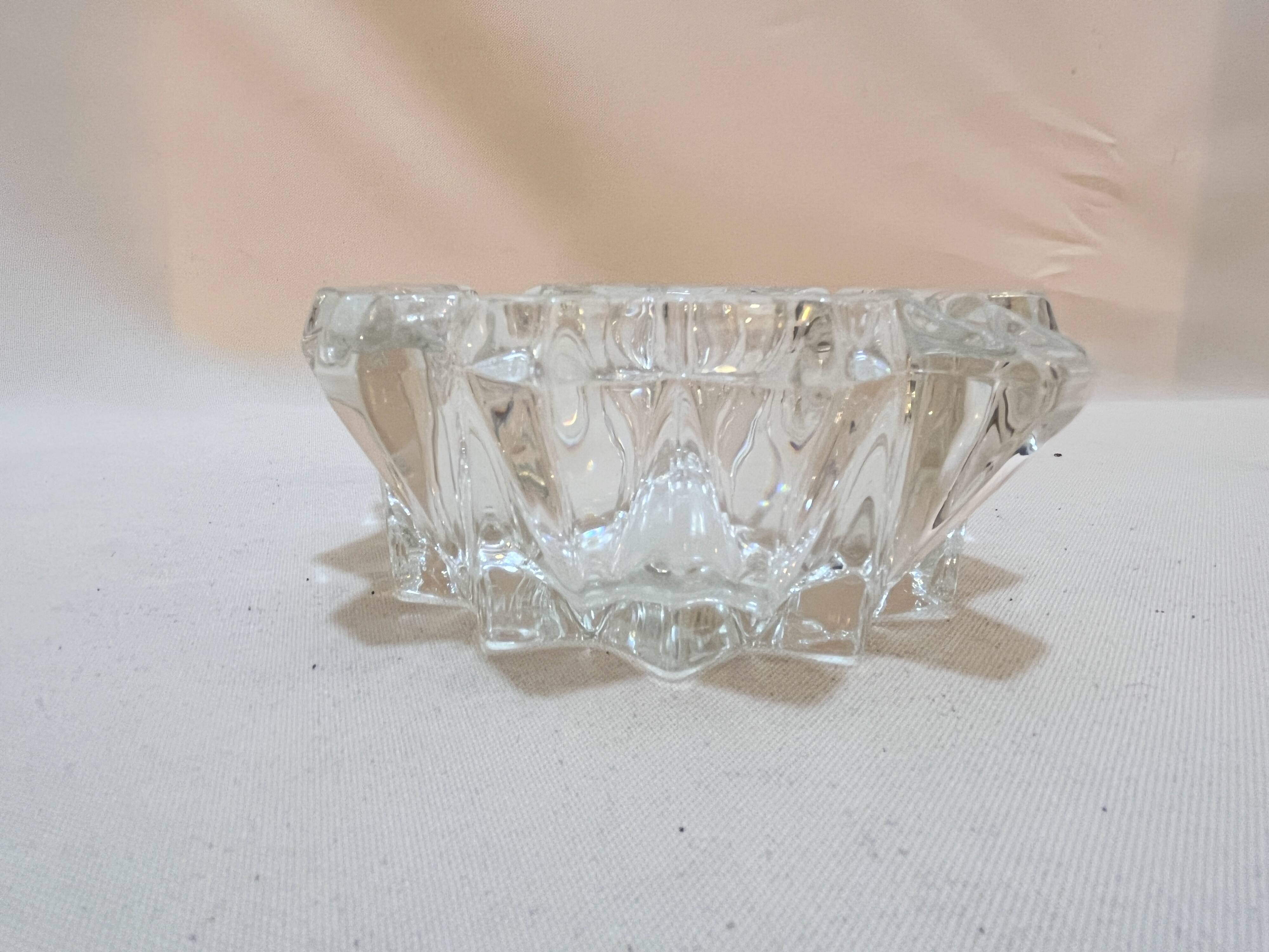 Art deco ashtray in old vintage molded glass glass pocket emptier