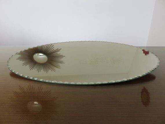 Beveled oval mirror 50s 60s 40x20cm
