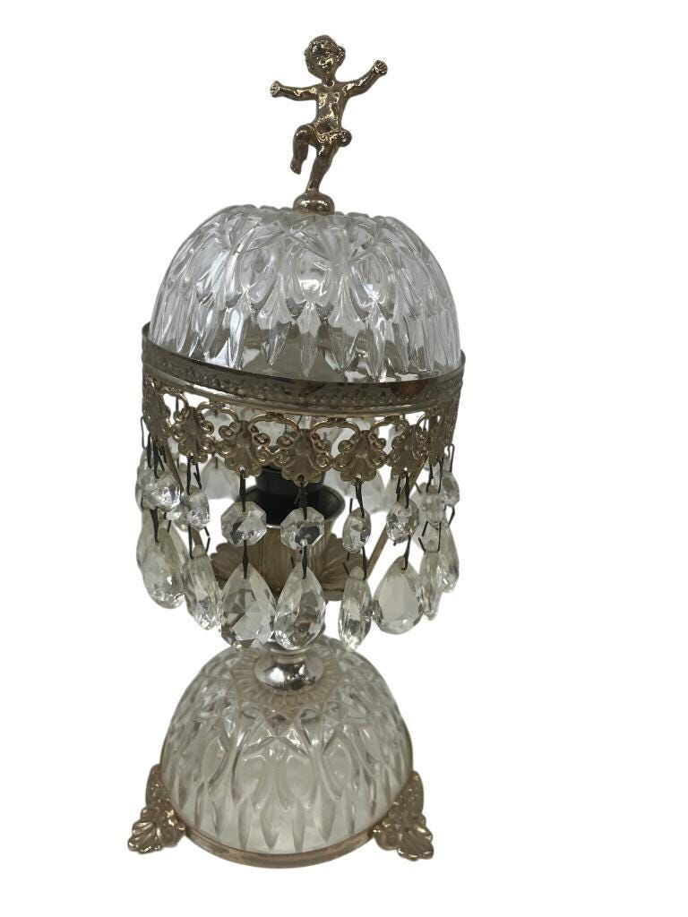 Set of 2 vintage crystal table lamps / mini lamps