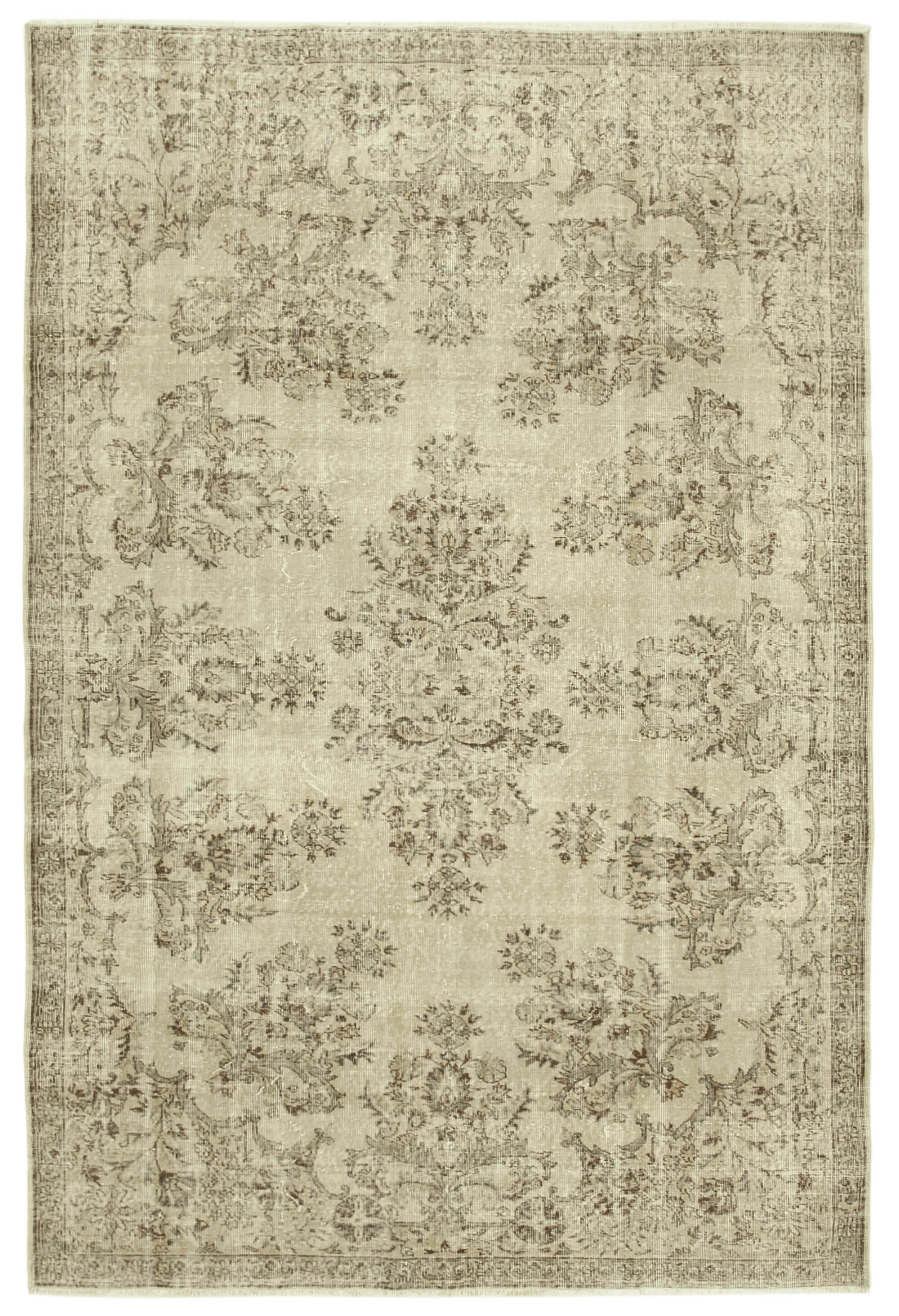 Hand-knotted unique turkish beige rug 208 cm x 310 cm