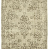 Hand-knotted unique turkish beige rug 208 cm x 310 cm