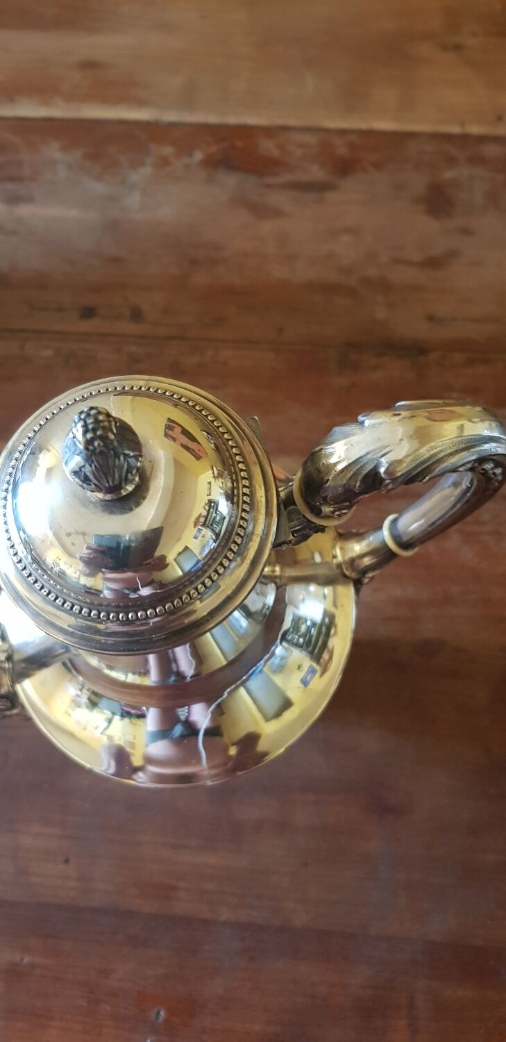 19th century teapot and sugar bowl. Silver metal hallmark.