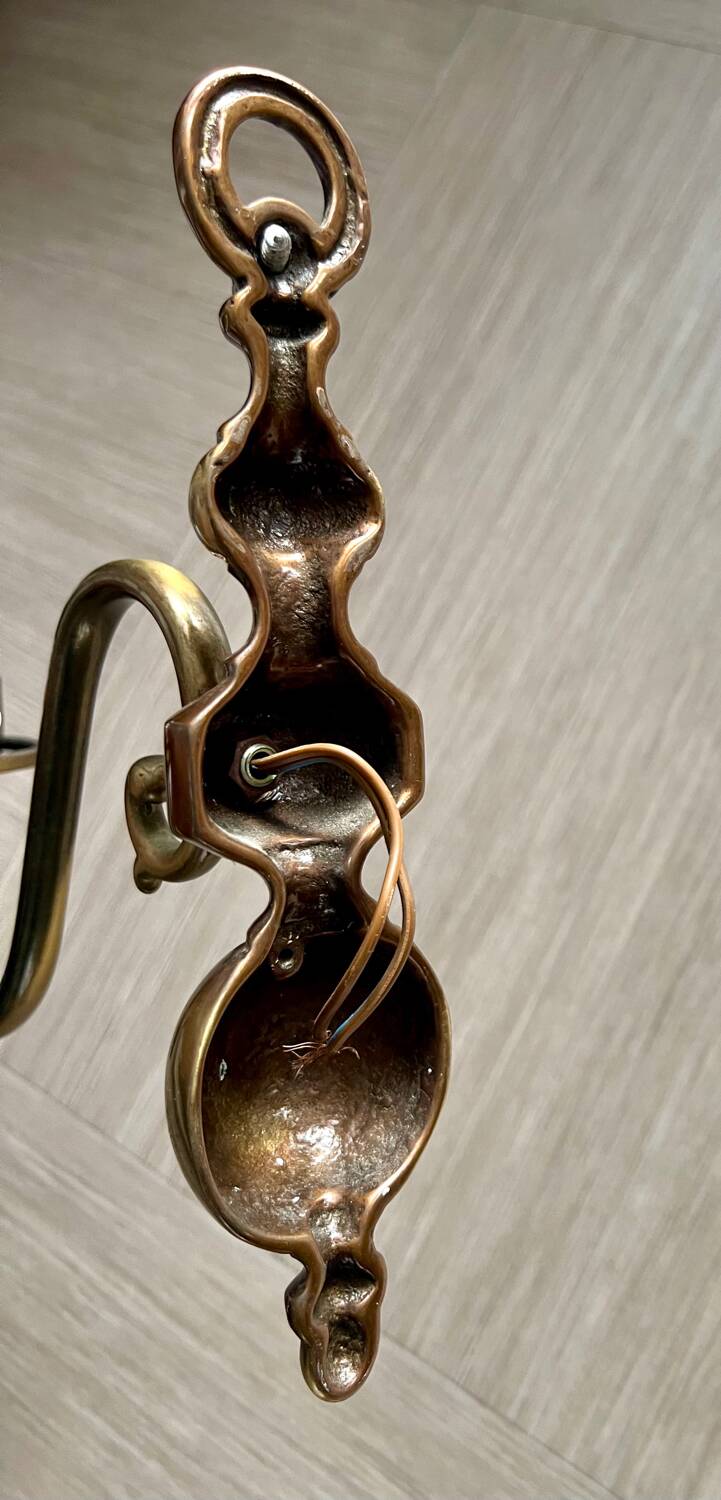 Paire d’appliques murales vintage en laiton et verre dépoli gravé