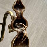 Paire d’appliques murales vintage en laiton et verre dépoli gravé