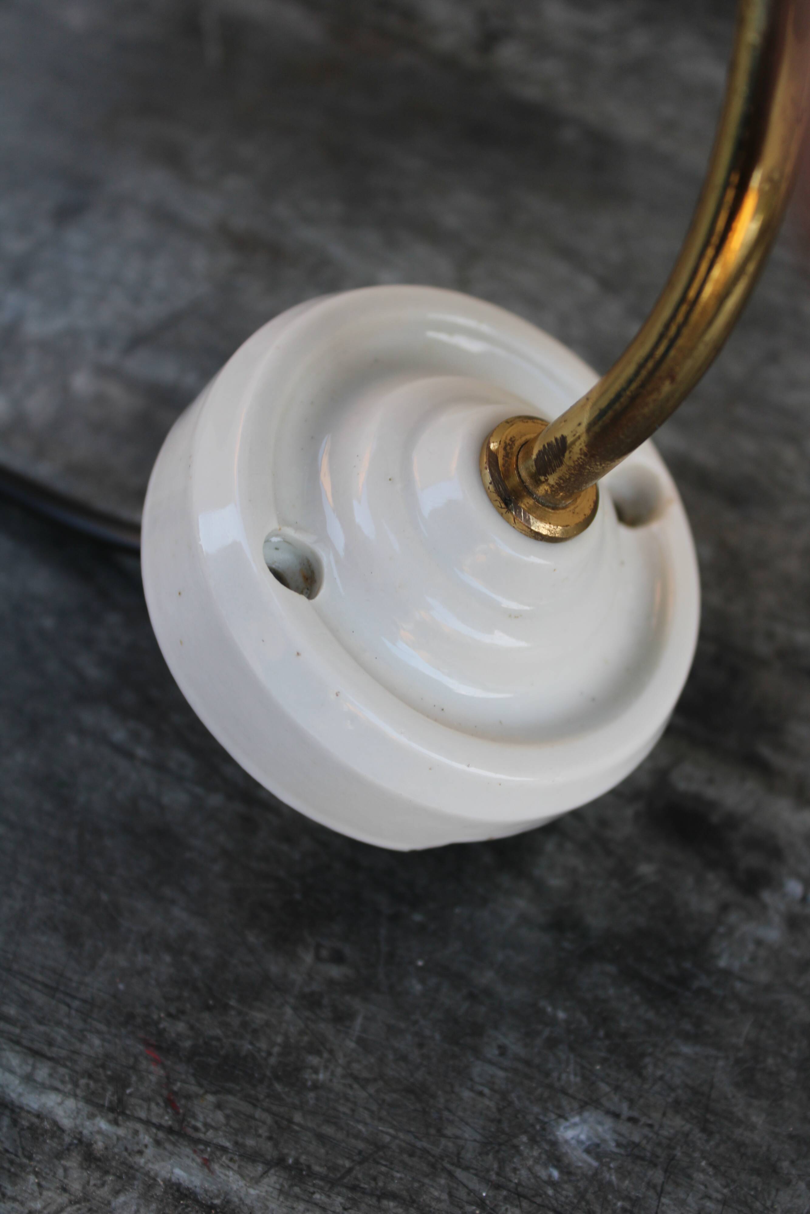 Wall light opaline and brass lantern