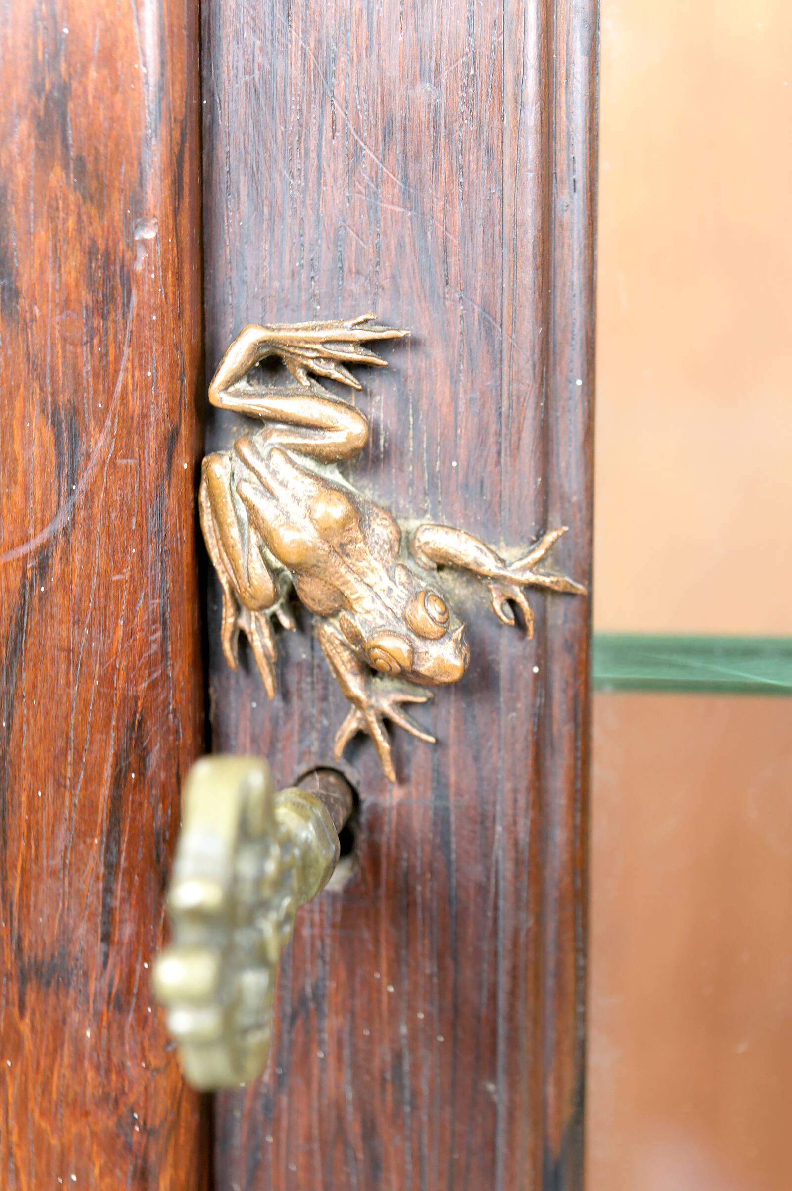 Art Nouveau Display Case, Bronzes and Carved Wood on a Lake Theme, 1900