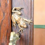 Art Nouveau Display Case, Bronzes and Carved Wood on a Lake Theme, 1900