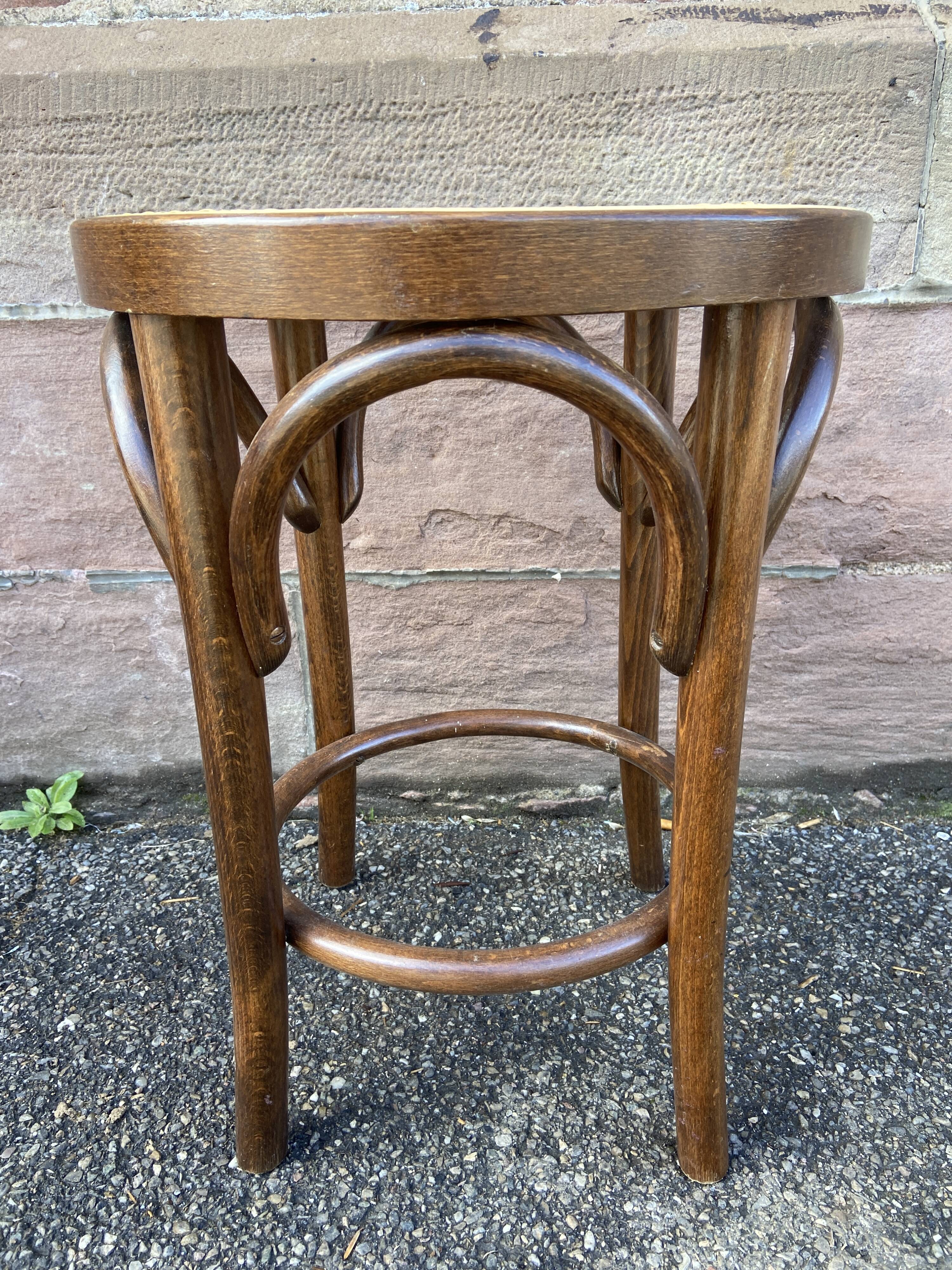 Viennese bentwood and cane stool 1950