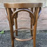 Tabouret viennois en bois courbé et cannage 1950