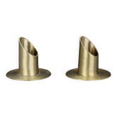 Pair of brushed brass candlesticks 70s