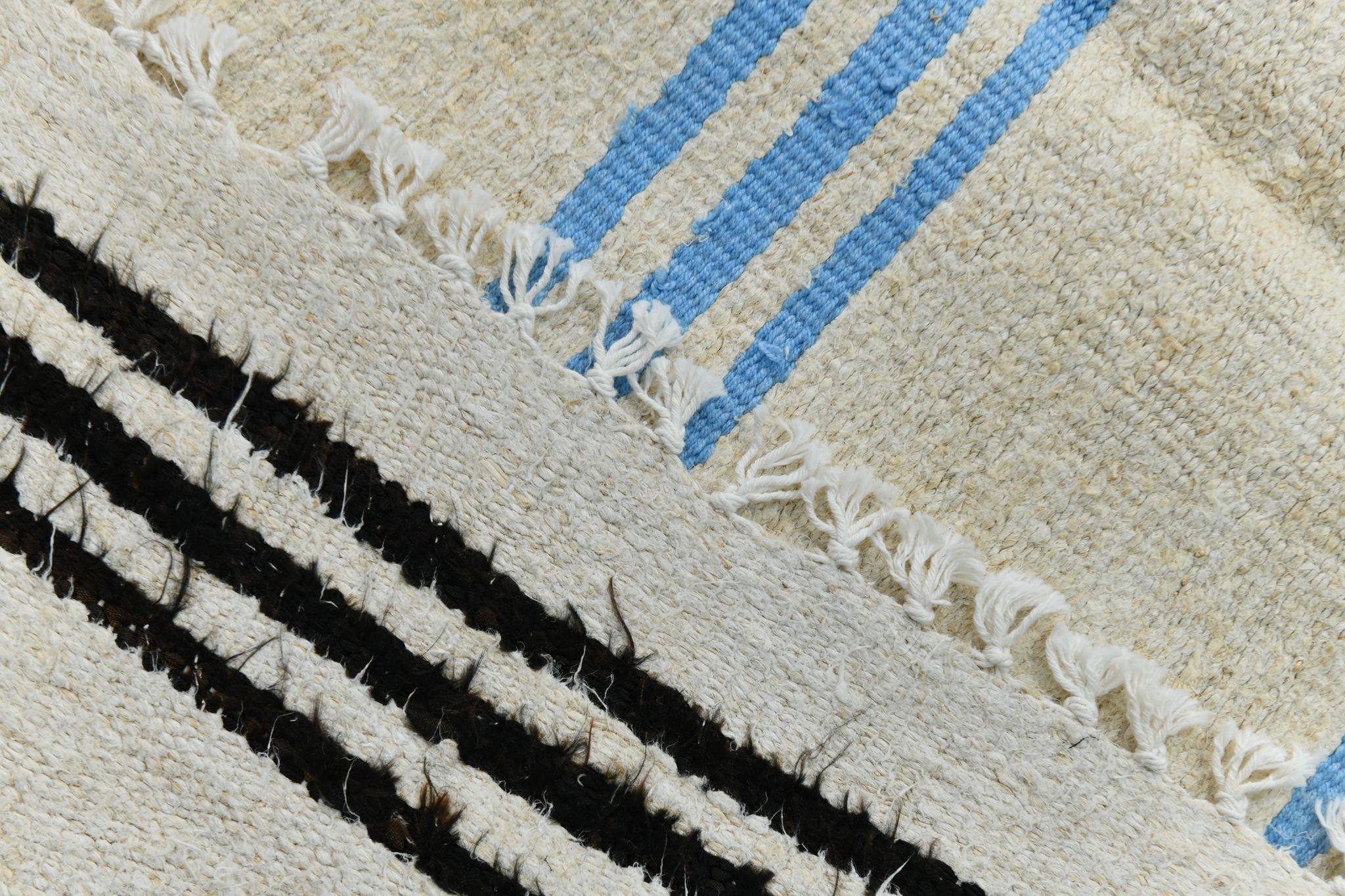 Tapis de chanvre vintage texturé neutre, 168x304cm