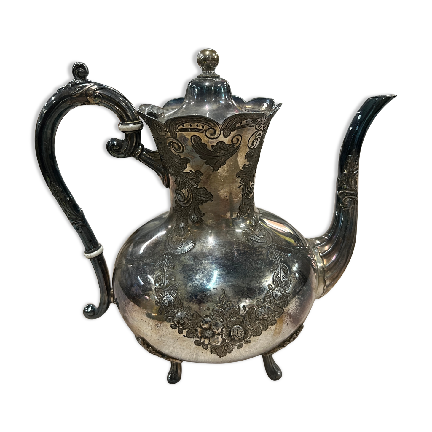 Old silver metal coffee maker