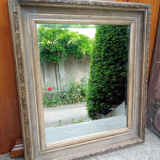 Patinated wall mirror gray with beveled ice, 80 x 70 cm