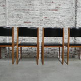 4 vintage chairs upholstered with skai