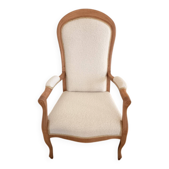 Renovated Voltaire armchair in boucle fabric