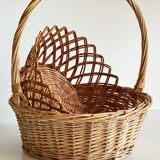 Set of 2 vintage rattan baskets
