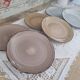 Lot de 6 assiettes à dessert en faïence van well en camaïeu de brun, ocre et gris, liseré brossé