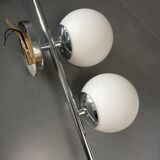 Double chrome metal and opaline balls sconce