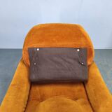 Pair of Italian Space Age Lounge Chairs, Orange Upholstery, 1970s