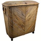 Vintage pencil split reed rattan bamboo wicker chest, 1930s-1950s