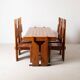 Ensemble unique de 6 chaises de salle à manger en pin, conçu par un architecte brutaliste, Tchèque.