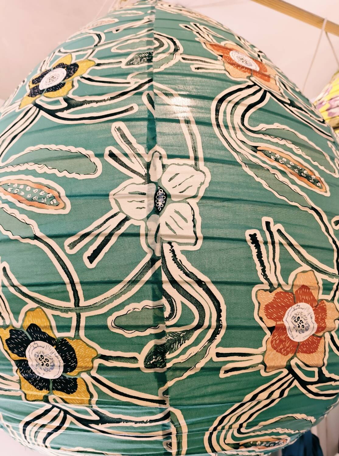 Printed fabric pear-shaped light fixture