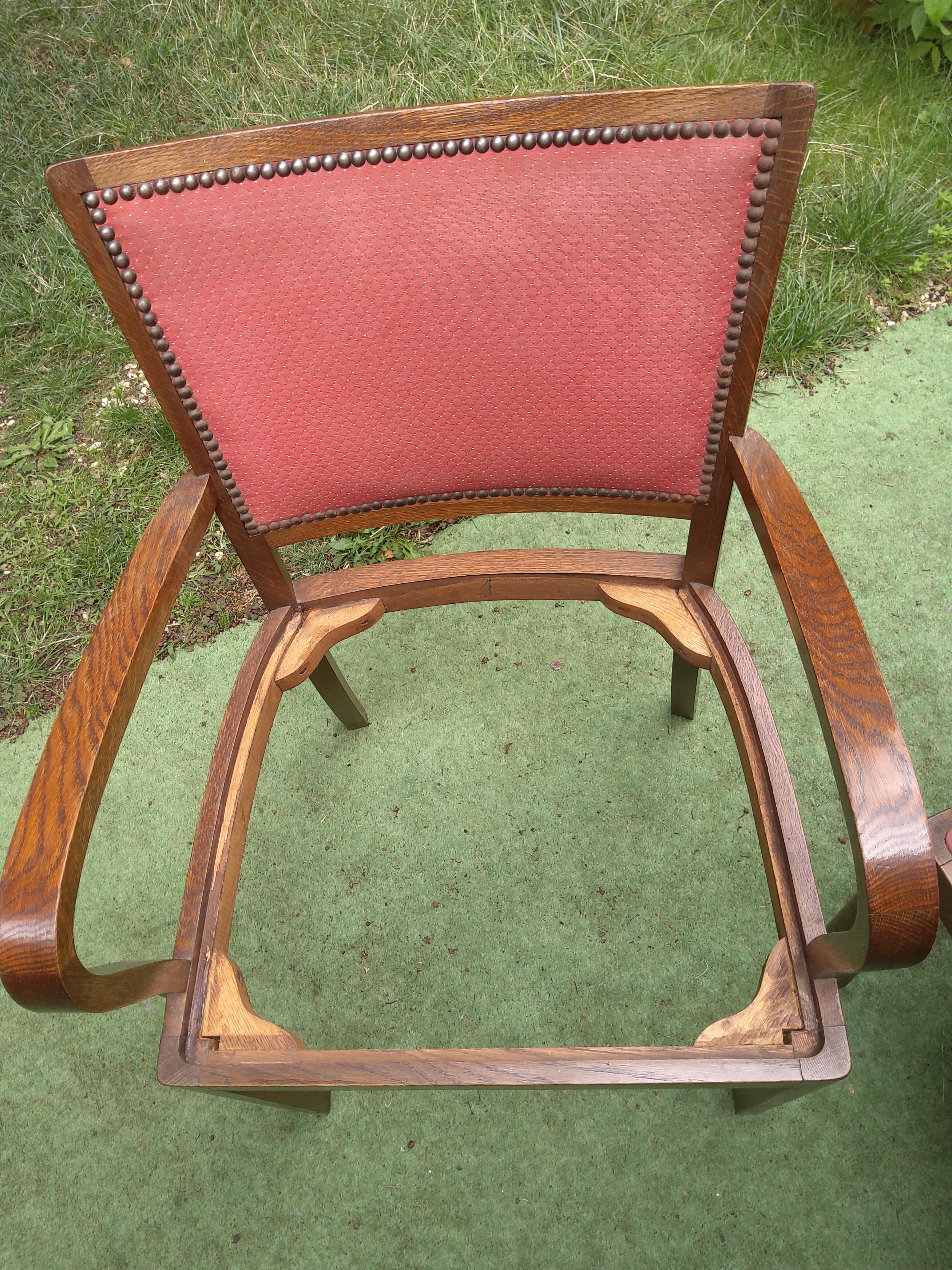 Pair of vintage bridge armchairs with vintage armrests