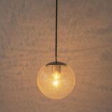 Small Limburg chrome pendant light with transparent glass ball, Germany, 1970s.