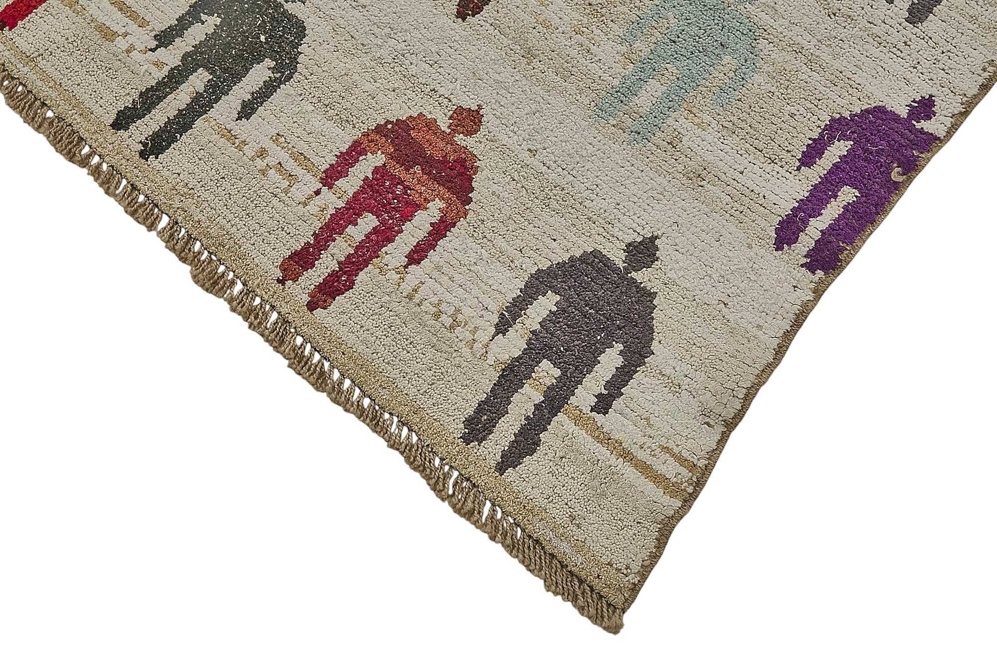 Tapis boho recyclé turc fait main 200 cm x 295 cm