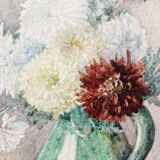 Still life, watercolor bouquet of flowers, signed HP